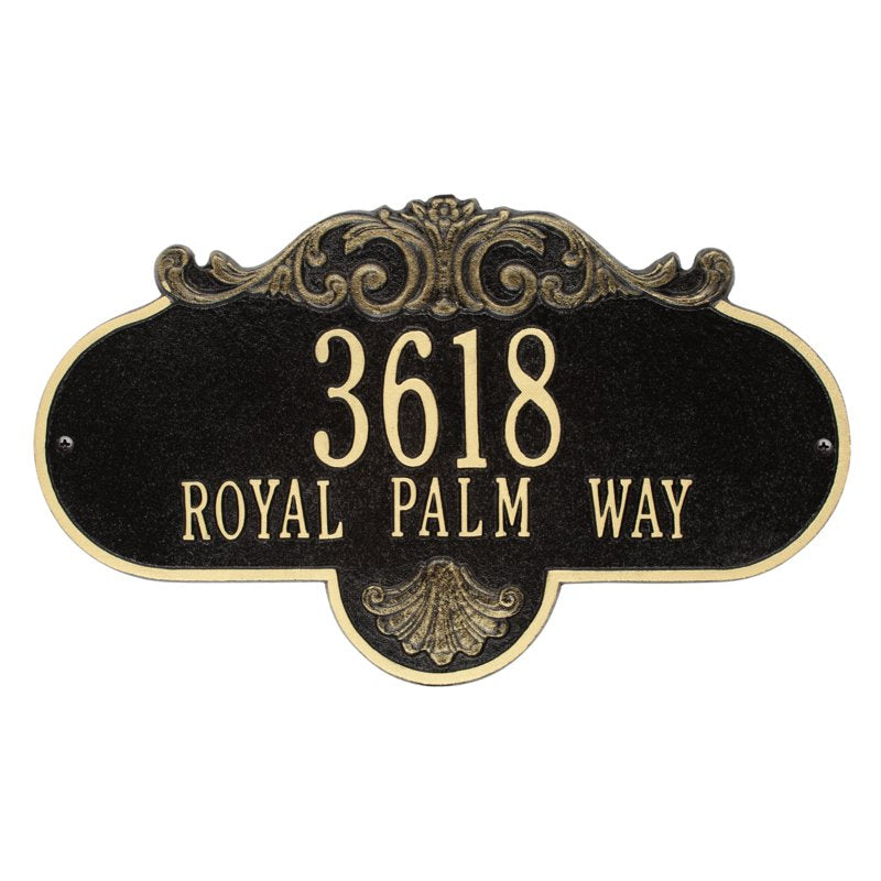 Whitehall Rochelle Grande Wall 2-Line Personalized Address Plaque - Black/Gold