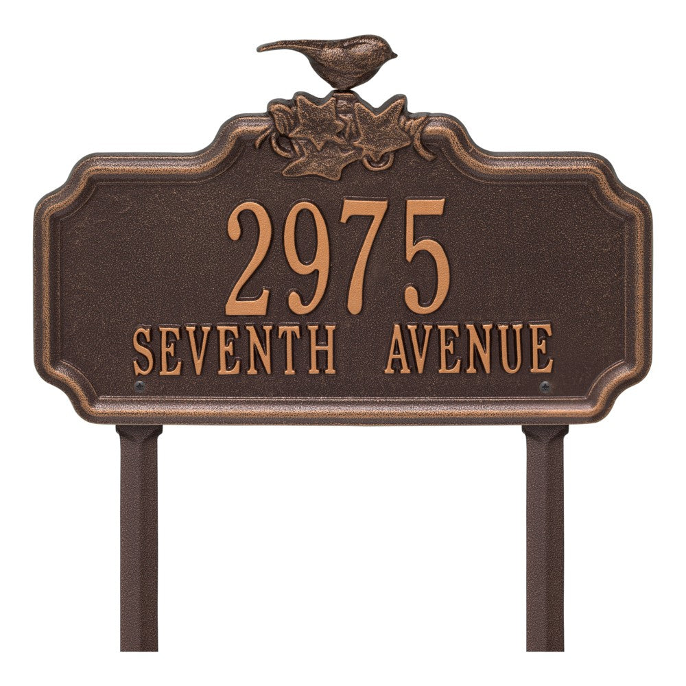 Whitehall Chickadee Ivy Garden 2-Line Lawn Personalized Plaque - Antique Copper
