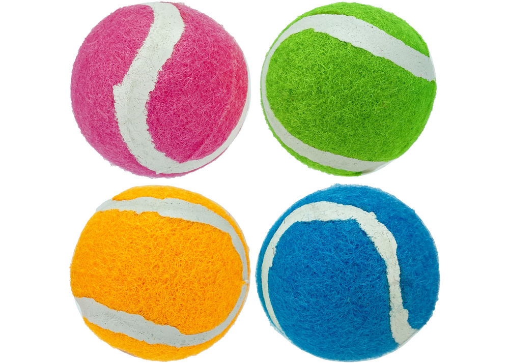 Multipet Minipet Squeaky Tennis Ball Dog Toy - 4-Pack