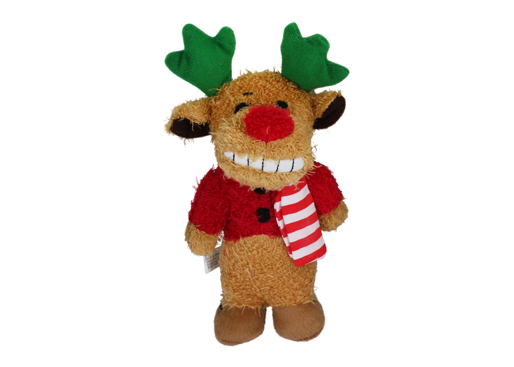 Multipet Holiday Reindeer Loofa Plush Dog Toy (3 Sizes Available)