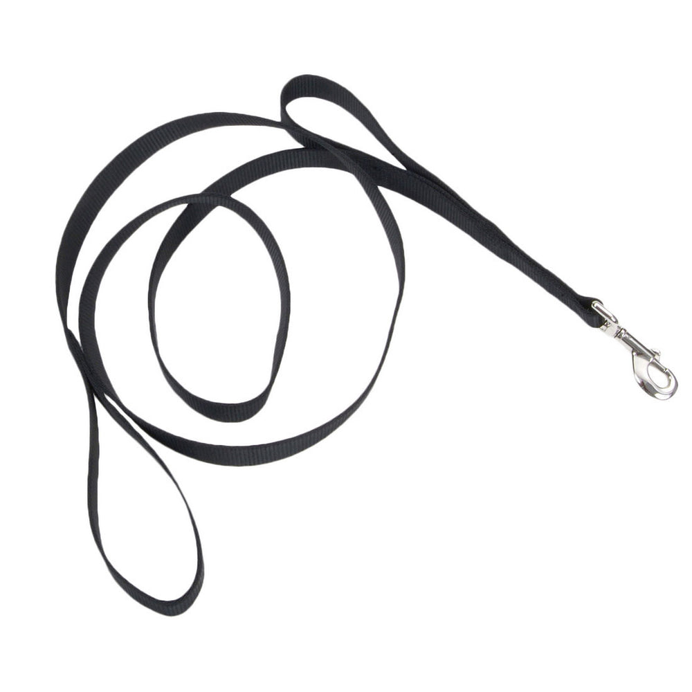 Loops 2 Double Handle Nylon Dog Leash - Medium/Large - 1" x 4' / Black