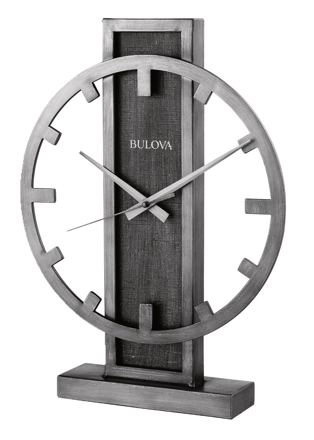 Bulova B1864 Silver Streak Aged Silver-Tone Metal Tabletop Clock