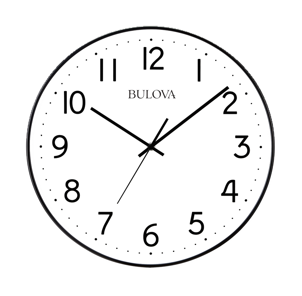Bulova C4832 Office Mate Black Silent Sweep 16" Wall Clock