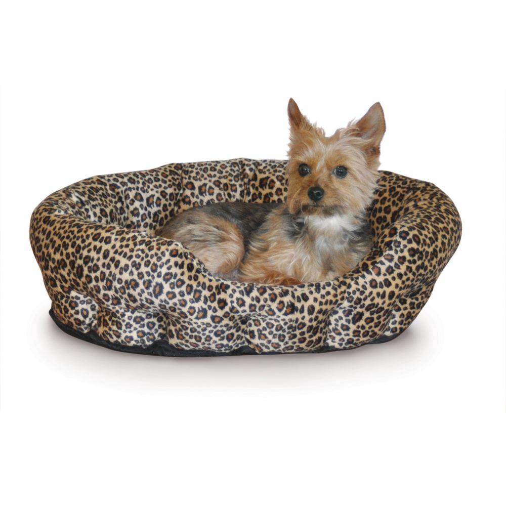 K&H Pet Products Self Warming Nuzzle Nest Pet Bed Leopard
