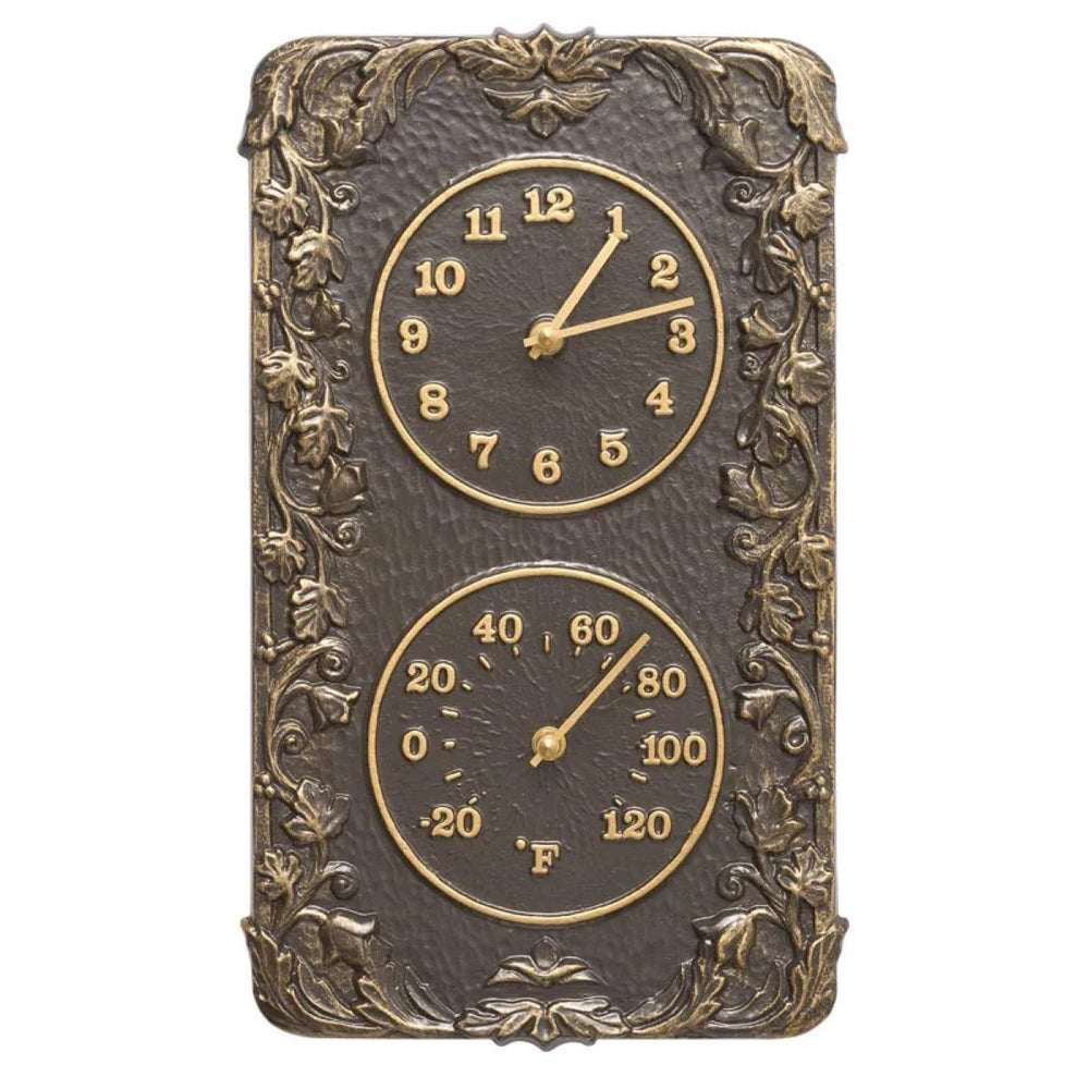 Whitehall Acanthus Indoor Outdoor Wall Clock & Thermometer