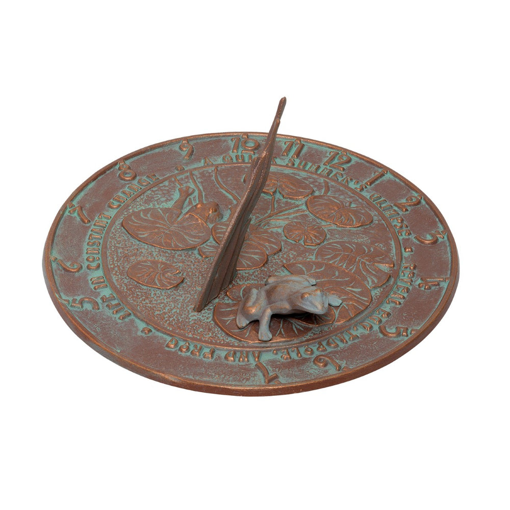 Whitehall Frog Sundial, Copper Verdigris