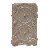 Whitehall Fruit Bird Indoor Outdoor Wall Clock & Thermometer - Copper Verdigris