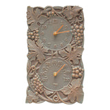 Whitehall Grapevine Indoor Outdoor Wall Clock & Thermometer - Copper Verdigris