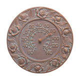 Whitehall Rose 12" Indoor Outdoor Wall Thermometer - Copper Verdigris