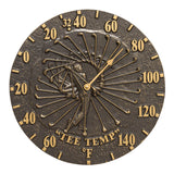Whitehall Golfer 12" Indoor Outdoor Wall Thermometer - French Bronze