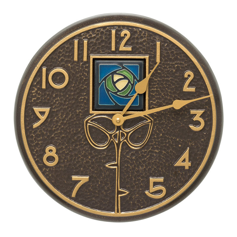 Whitehall Dard Hunter Rose 12" Indoor Outdoor Wall Clock - Blue