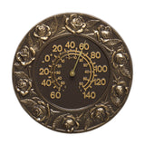 Whitehall Rose 12" Indoor Outdoor Wall Thermometer - French Bronze