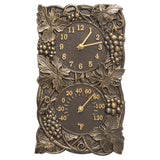 Whitehall Grapevine Indoor Outdoor Wall Clock & Thermometer - French Bronze
