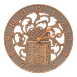 Whitehall Silhouette Personalized Monogram 12" Indoor Outdoor Wall Clock - Copper Verdigris