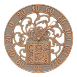 Whitehall Silhouette Personalized Monogram 12" Indoor Outdoor Wall Thermometer - Copper Verdigris