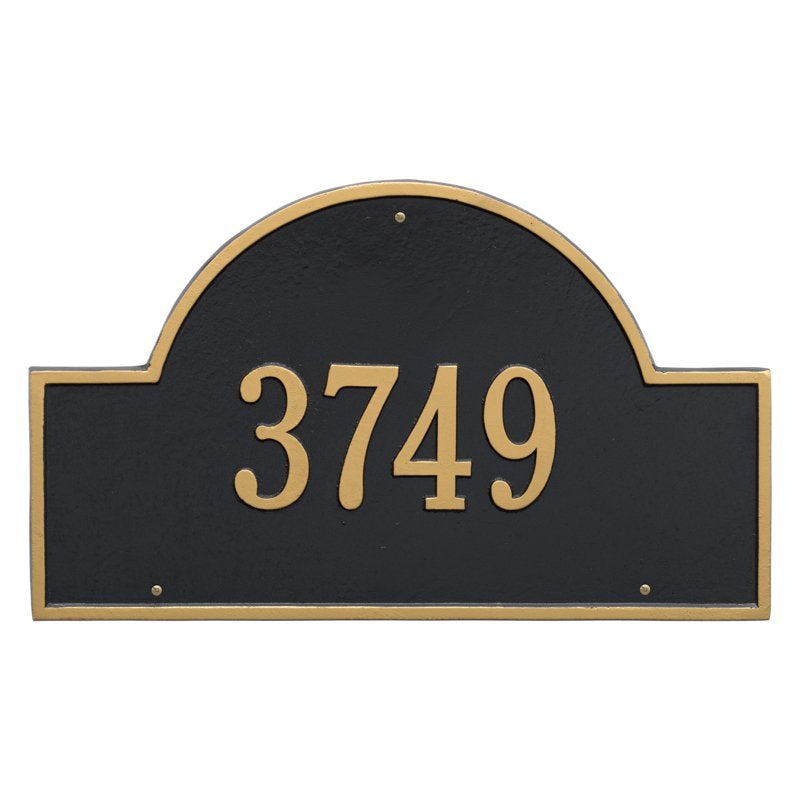 Whitehall Arch Marker Estate Wall 1-Line Personalized Address Plaque - Black/Gold