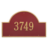 Whitehall Arch Marker Estate Wall 1-Line Personalized Address Plaque - Red/Gold