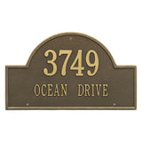 Whitehall Arch Marker Estate Wall 2-Line Personalized Address Plaque - Antique Brass