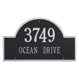 Whitehall Arch Marker Estate Wall 2-Line Personalized Address Plaque - Black/Silver