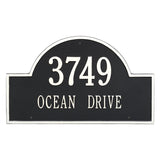 Whitehall Arch Marker Estate Wall 2-Line Personalized Address Plaque - Black/White