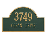 Whitehall Arch Marker Estate Wall 2-Line Personalized Address Plaque - Green/Gold