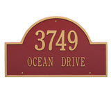Whitehall Arch Marker Estate Wall 2-Line Personalized Address Plaque - Red/Gold