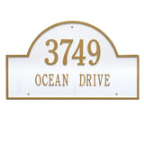 Whitehall Arch Marker Estate Wall 2-Line Personalized Address Plaque - White/Gold