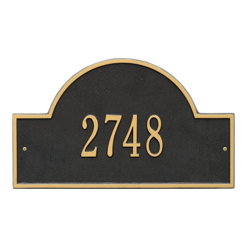 Whitehall Arch Marker Standard Wall 1-Line Personalized Address Plaque - Black/Gold