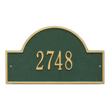 Whitehall Arch Marker Standard Wall 1-Line Personalized Address Plaque - Green/Gold