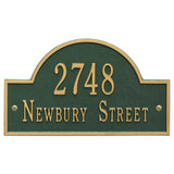 Whitehall Arch Marker Standard Wall 2-Line Personalized Address Plaque - Green/Gold