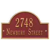 Whitehall Arch Marker Standard Wall 2-Line Personalized Address Plaque - Red/Gold