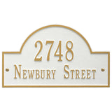 Whitehall Arch Marker Standard Wall 2-Line Personalized Address Plaque - White/Gold