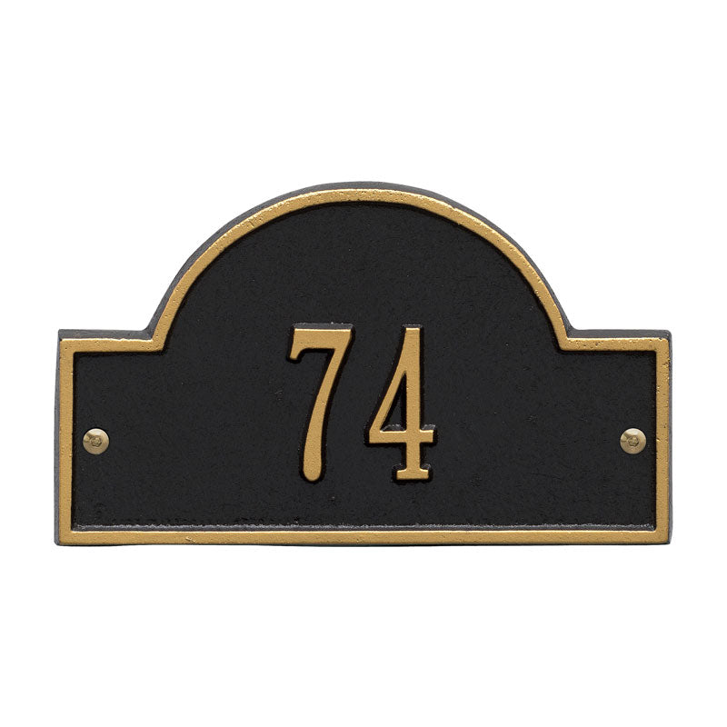 Whitehall Arch Marker Petite Wall 1-Line Personalized Address Plaque - Black/Gold