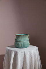 Verdant Ribbed Ceramic Decorative Vessels By Accent Decor