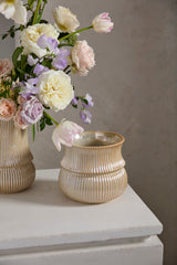 Verdant Ribbed Ceramic Decorative Vessels By Accent Decor