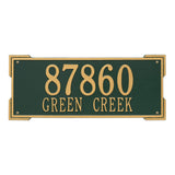 Whitehall Roanoke Estate Wall 2-Line Personalized Address Plaque - Green/Gold