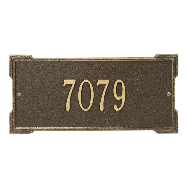 Whitehall Roanoke Standard Wall 1-Line Personalized Address Plaque - Antique Brass