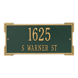Whitehall Roanoke Standard Wall 2-Line Personalized Address Plaque - Green/Gold