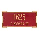 Whitehall Roanoke Standard Wall 2-Line Personalized Address Plaque - Red/Gold