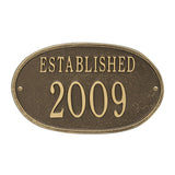 Whitehall Established Date 1-Line Personalized Address Plaque - Antique Brass