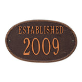 Whitehall Established Date 1-Line Personalized Address Plaque - Antique Copper
