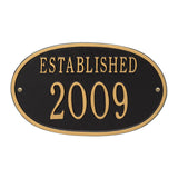 Whitehall Established Date 1-Line Personalized Address Plaque - Black/Gold
