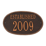 Whitehall Established Date 1-Line Personalized Address Plaque - Oil-Rubbed Bronze