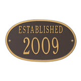 Whitehall Established Date 1-Line Personalized Address Plaque - Bronze/Gold