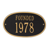 Whitehall Founded Date 1-Line Personalized Address Plaque - Black/Gold