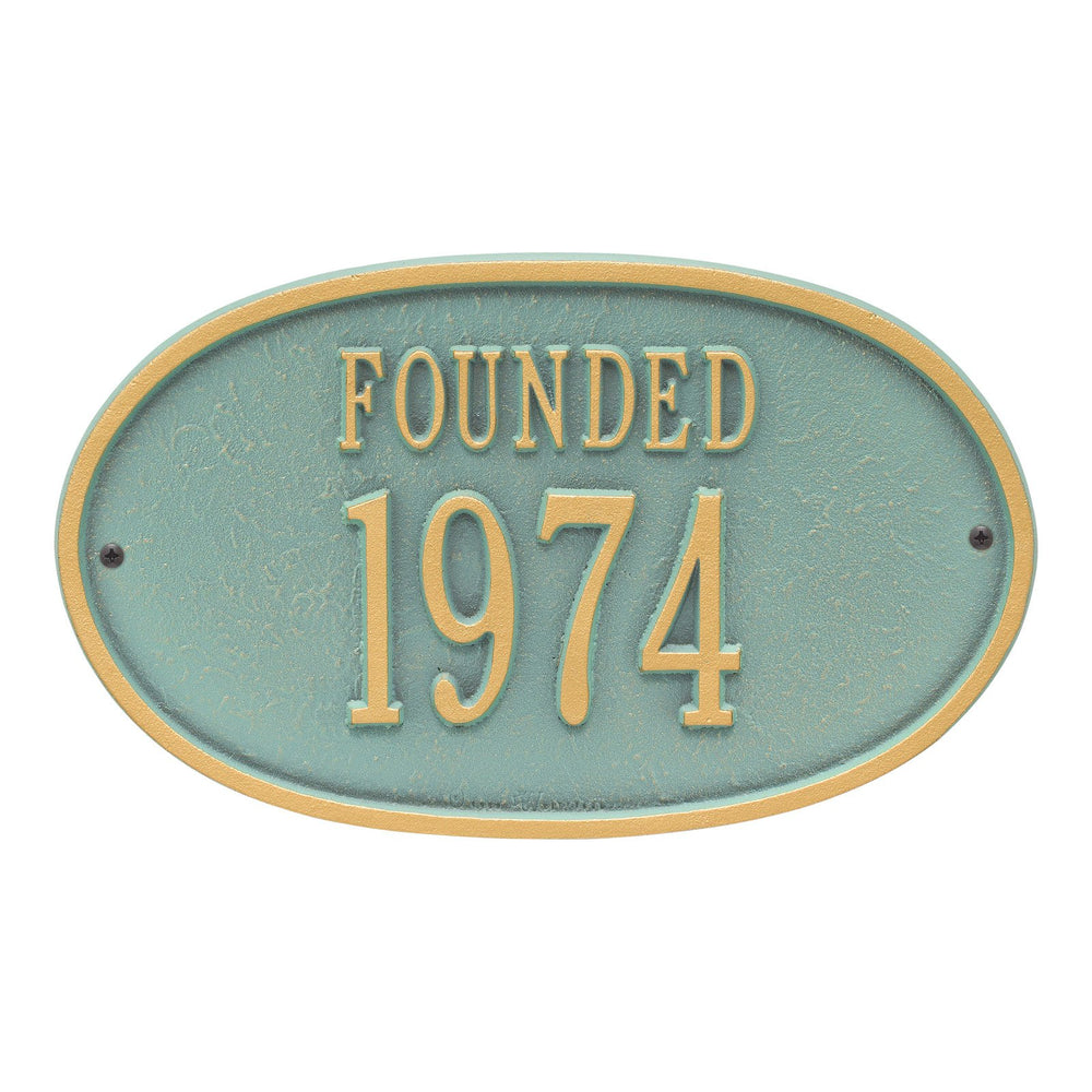 Whitehall Founded Date 1-Line Personalized Address Plaque - Bronze Verdigris