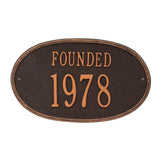 Whitehall Founded Date 1-Line Personalized Address Plaque - Oil-Rubbed Bronze