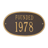 Whitehall Founded Date 1-Line Personalized Address Plaque - Bronze/Gold