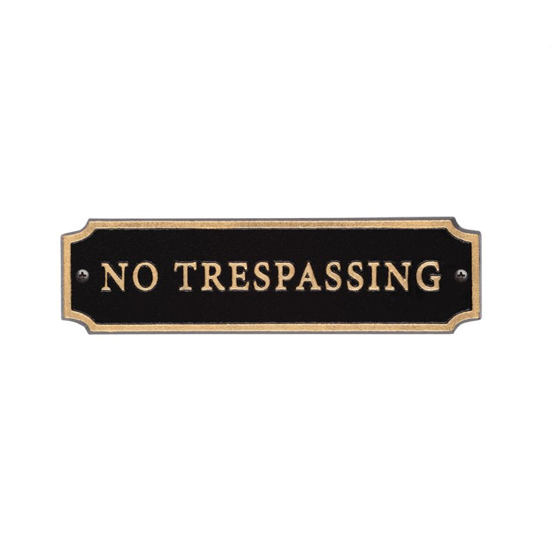Whitehall Door Statement Cut Corner Plaque - No Trespassing