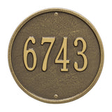 Whitehall Round 9" Diameter Wall 1-Line Personalized Address Plaque - Antique Brass